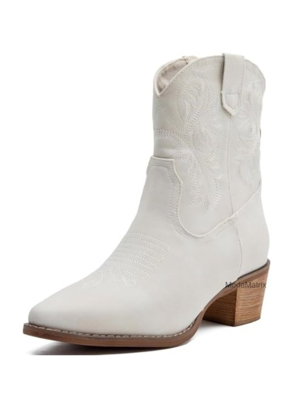 Women's Cowboy Boots Pointed Toe Ankle Boots Embroidered Chunky Heel Western
